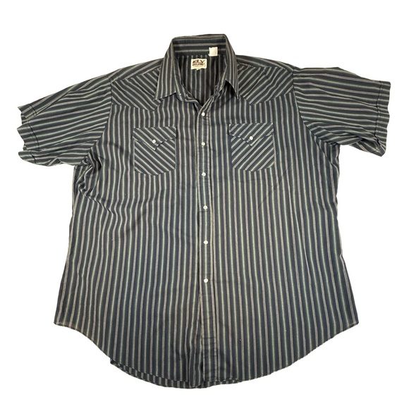 Ely Cattleman Men's Pearl Snap Striped Short Sleeve Shirt Size XXL - Picture 1 of 7